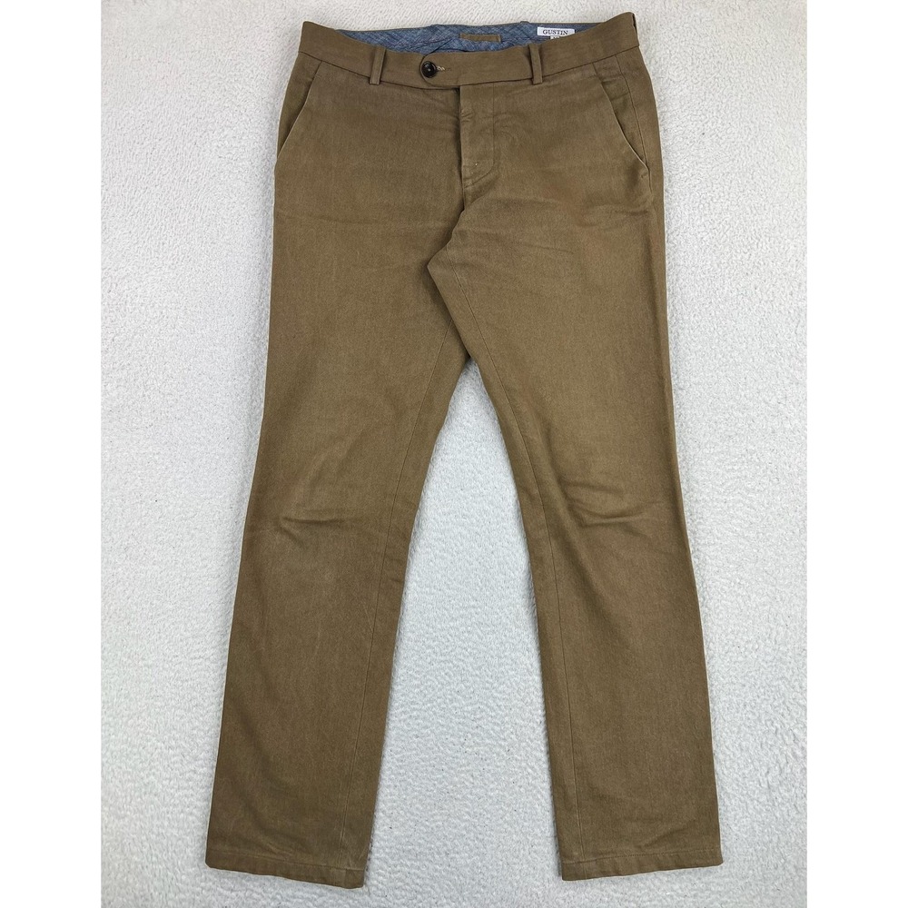 Gustin Pants Mens 34x34 Brown Slim Fit Denim Chino Washed California USA